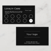 ロイヤリティカード、クリーンとシンプルプロフェッショナルブラック ロイヤリティカード (正面/裏面)