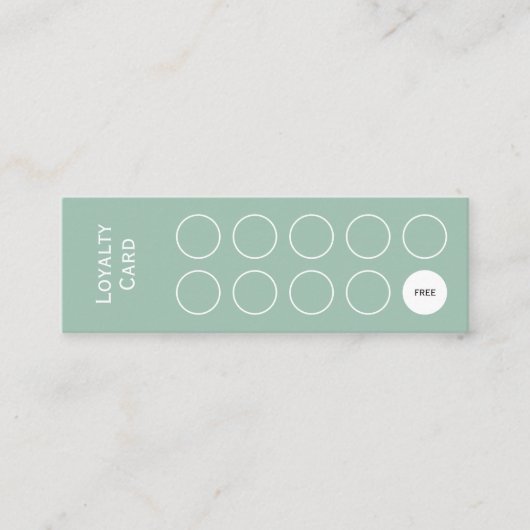 ロイヤリティカード、クリーンとシンプル、セージ緑 ロイヤリティカード (正面)