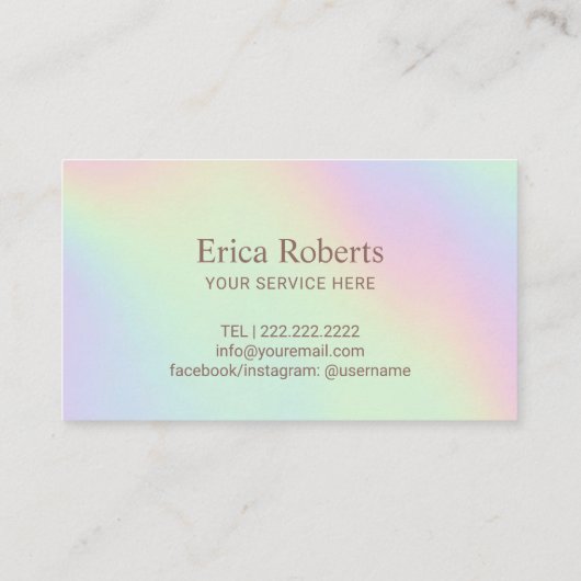 ロイヤリティカード |パステルホログラフィック美しいサロン (裏面)