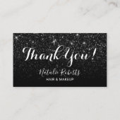 ロイヤリティカード |ブラックモダングリッター美しいサロン (裏面)