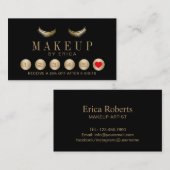 ロイヤリティカード |ブラック&金ゴールドのメイクアップアーティスト (正面/裏面)