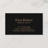 ロイヤリティカード |ブラック&金ゴールドのメイクアップアーティスト (裏面)