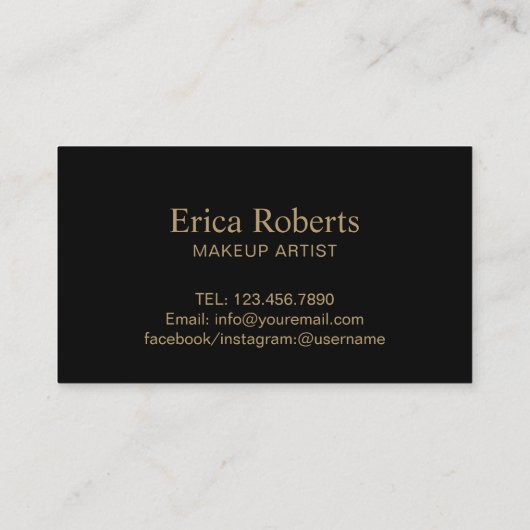 ロイヤリティカード |ブラック&金ゴールドのメイクアップアーティスト (裏面)