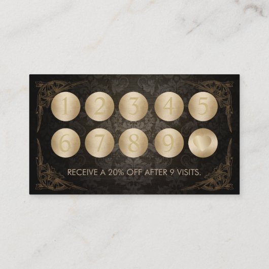 ロイヤリティカード|メーキャップアーティストのヴィンテージのダマスク織のサロン ロイヤリティカード (裏面)