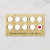 ロイヤリティカード |モダン金ゴールドグリッター美しいサロン (正面)