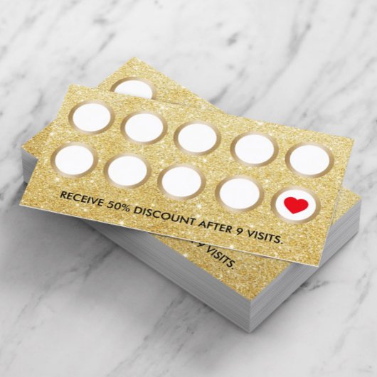 ロイヤリティカード |モダン金ゴールドグリッター美しいサロン