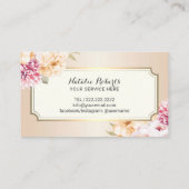 ロイヤリティカード |ヴィンテージフローラアイボリー美しいサロン (裏面)