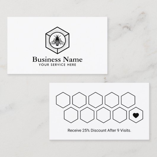 ロイヤリティカード|最小主義の蜂蜜の蜂のロゴ ロイヤリティカード (正面/裏面)