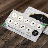 ロイヤリティカード |美容師ヴィンテージフローラ木材