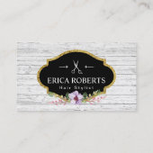 ロイヤリティカード |美容師ヴィンテージフローラ木材 (裏面)