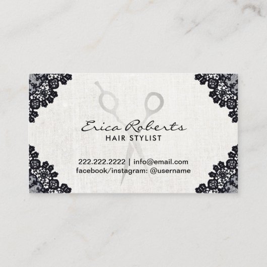 ロイヤリティカード |美容師ヴィンテージブラックレース (裏面)