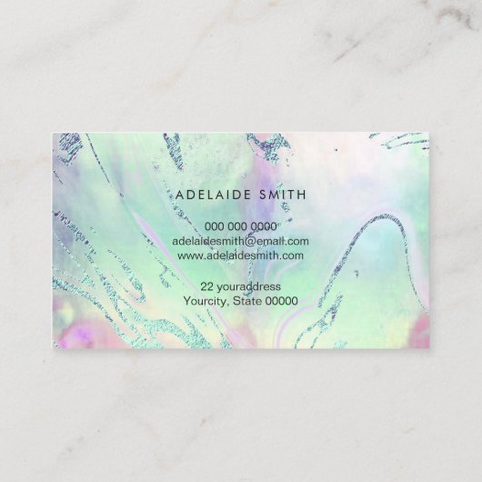 ロイヤリティカーフェイクドのホログラフィック効果緑色の流体 名刺 (裏面)