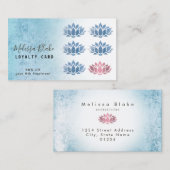 ロイヤリティカーフェイクドの青い箔ロータロゴ 名刺 (正面/裏面)