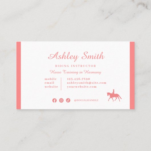 ロイヤリティカーモダンドトレンディー馬トレーニング 名刺 (裏面)