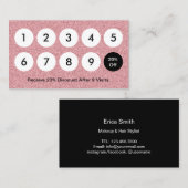 ロイヤリティカーモダンドピンクローズ金ゴールドグリッターサロン ロイヤリティカード (正面/裏面)