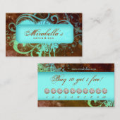 ロイヤリティグランジカードフラワーサロンスパブラウンブルー ロイヤリティカード (正面/裏面)