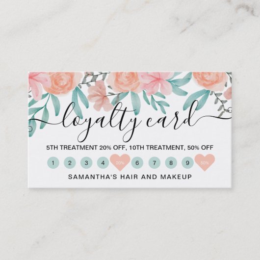 ロイヤリティサンゴモフローラ水彩ハート10 ロイヤリティカード (正面)