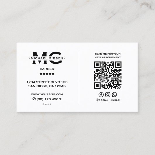 ロイヤリティトラベクラシックル理容師ポールホワミニマルイト 名刺 (正面)