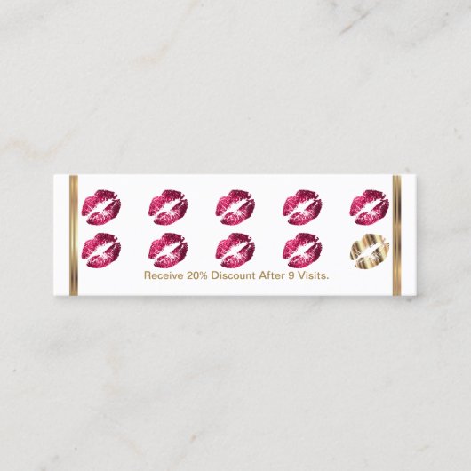 ロイヤリティパンチカード – ホットピンクグリッター – 白 ロイヤリティカード (正面)