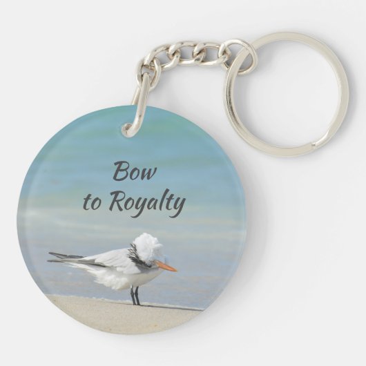 ロイヤリティフォトジェッ王室のクパターンおもしろいビーチーにボウ キーホルダー (裏面)