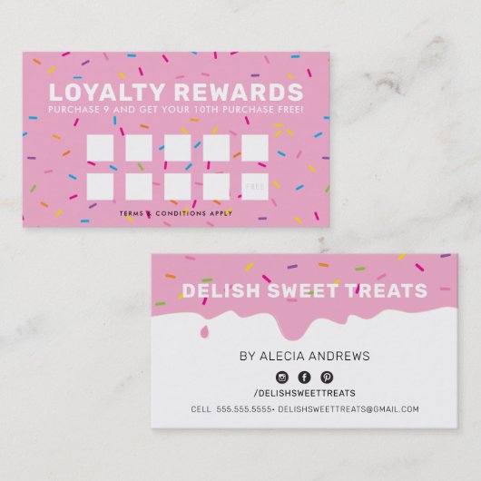 ロイヤリティリワードかわいいつや消しドリップスプレー ロイヤリティカード (正面/裏面)