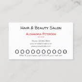 ロイヤリティ付きパンチカード赤いハート 名刺 (裏面)