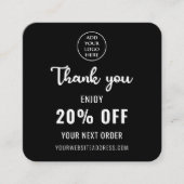 ロイヤリティ白黒エレガントQRコードビジネスロゴ 割引カード (正面)