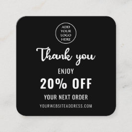 ロイヤリティ白黒エレガントQRコードビジネスロゴ 割引カード