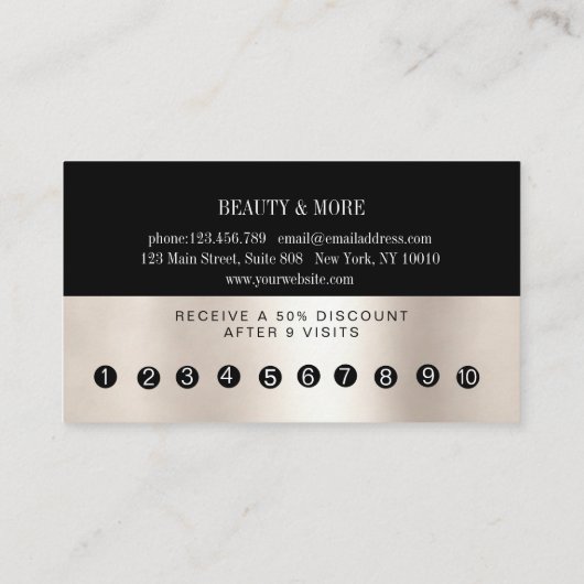 ロイヤリティ10爪、 ネイルの点滅美しい名刺 名刺 (裏面)