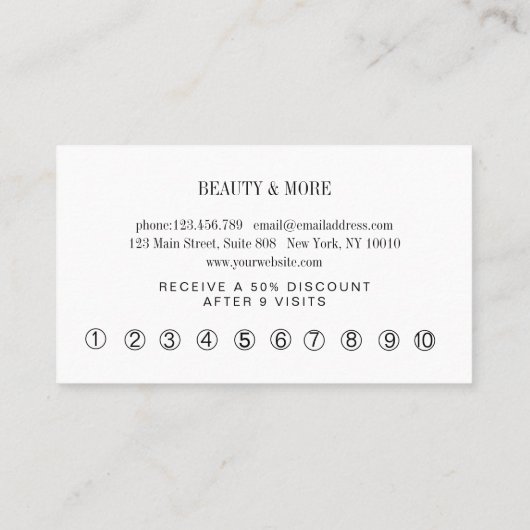 ロイヤリティ10爪、 ネイルの点滅美しい名刺 名刺 (裏面)