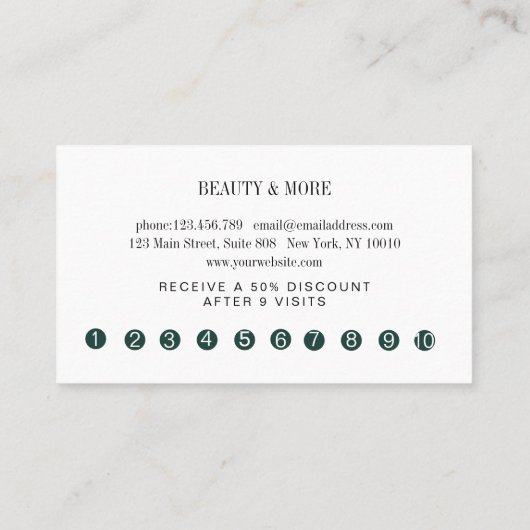 ロイヤリティ10爪、 ネイルの点滅美しい 名刺 (裏面)