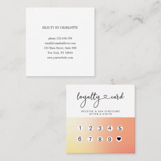 ロイヤリティ10爪、 ネイルラッシュスグラデーションクエアビジネスカー スクエア名刺 (正面/裏面)