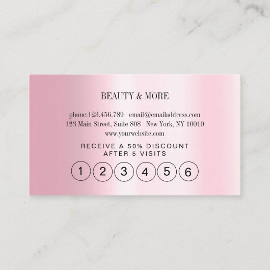 ロイヤリティ5爪、 ネイルの点滅美しい名刺 名刺 (裏面)