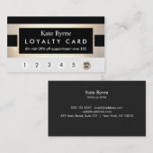 ロイヤリティ6ビジットパンチ金ゴールドとブラックストライプ ロイヤリティカード (正面/裏面)