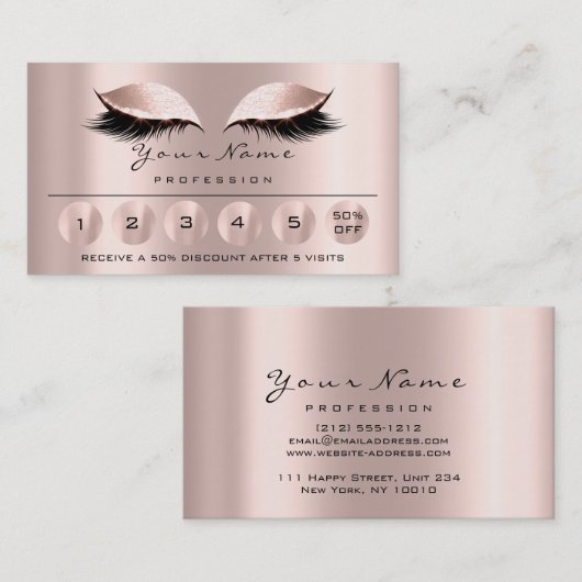 ロイヤリティ6メイクアップエステティシャンまつ毛バラ 名刺 (正面/裏面)