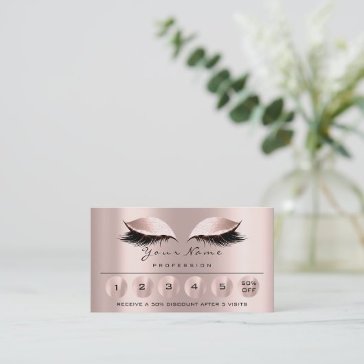 ロイヤリティ6メイクアップエステティシャンまつ毛バラ 名刺 (スタンド正面)