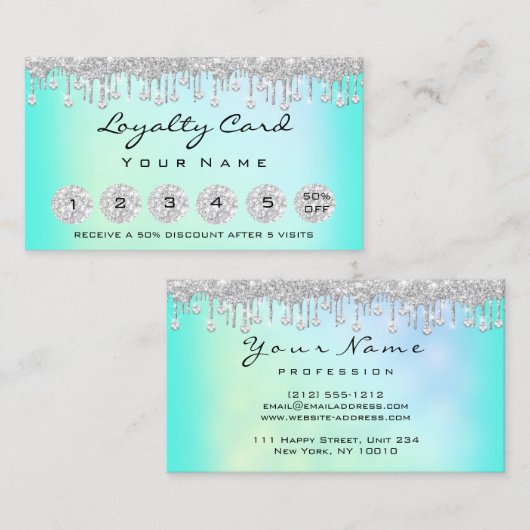 ロイヤリティ6メイクエステティシャンまつ毛ダイヤモンドミント 名刺 (正面/裏面)