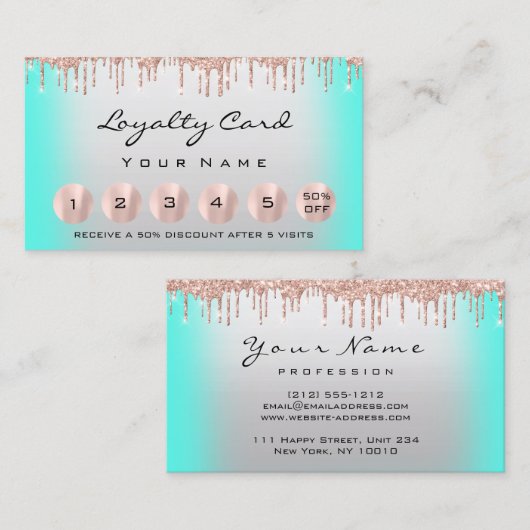 ロイヤリティ6メイクエステティシャンまつ毛バラミント 名刺 (正面/裏面)