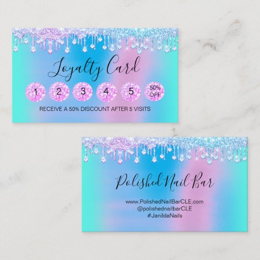 ロイヤリティ6メイクエステティシャンまつ毛ピンクダイヤモンド 名刺 (正面/裏面)