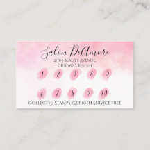 ロイヤリティ/スタンプカードガール（三つ編みピンクの水彩） 