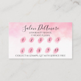 ロイヤリティ/スタンプカードガール（三つ編みピンクの水彩）  名刺