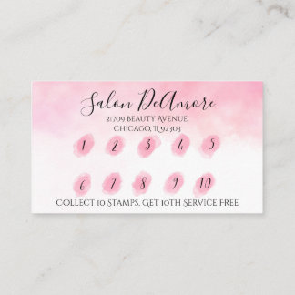 ロイヤリティ/スタンプカードガール（三つ編みピンクの水彩）  名刺