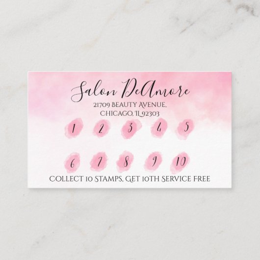 ロイヤリティ/スタンプカードガール（三つ編みピンクの水彩）  名刺 (裏面)