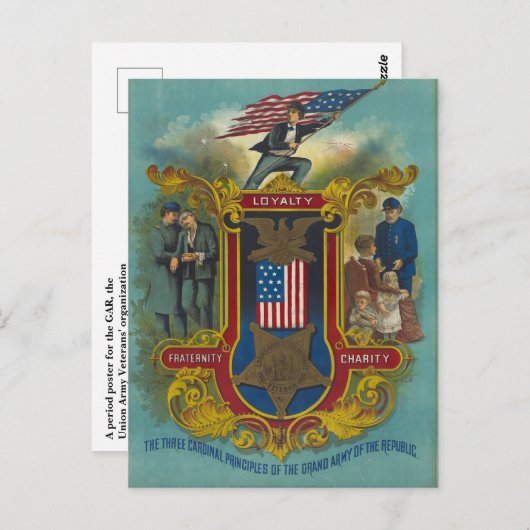 ロイヤリティ、チャリティ、男子学生の社交クラブGARはがき ポストカード (正面/裏面)