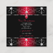 ロイヤリーブラックレッド華美オーナメントズジュエルズモノグラム スクエア名刺 (裏面)