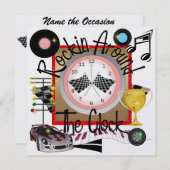 ロイヤルでロックンロールなレーシングパーティー - SRF 招待状 (正面/裏面)