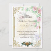 ロイヤルウェディングの招待状, クールなウェディングフラワー 招待状 (正面)