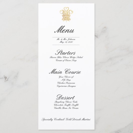ロイヤルウェディング招待状 レプリカ | 夕食メニュー メニュー (正面)