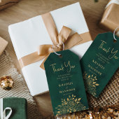 ロイヤルエメラルドグリーンゴールドフラワーウェディングサンクス ギフトタグ