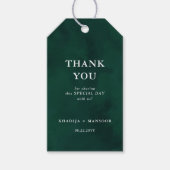 ロイヤルエメラルドグリーン & エレガント ウェディング サンクス ギフトタグ (正面)